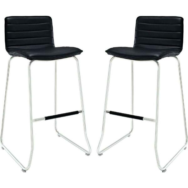 Primewir Dive Bar Stool in Black Leatherette on Chrome Base, 2PK EEI-1688-BLK